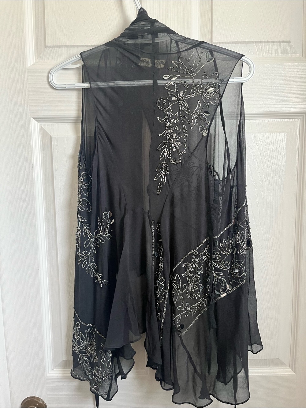 All Saints Spitalfields Silk Vintage 14 Large Cover Up Top Wrap Vest Embroidered - Picture 2 of 12